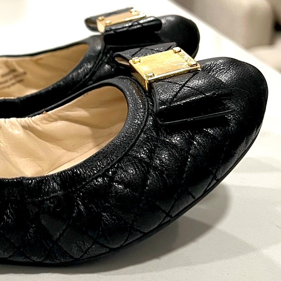 Cole Haan Black Flats with Gold Bow! - Picture 2 of 6